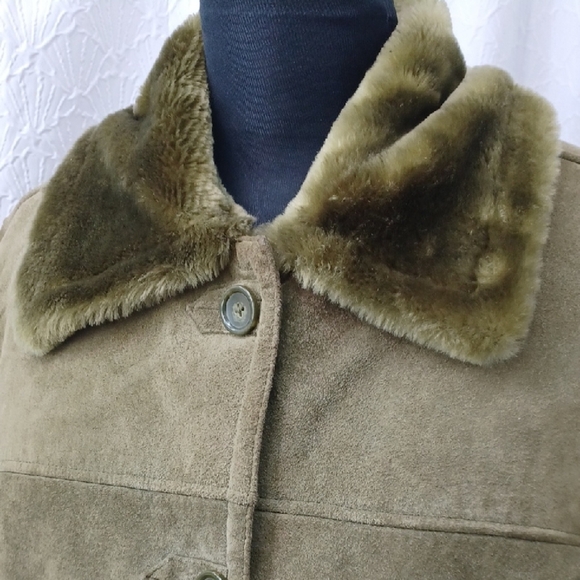 Dennis Basso Green Teddy Jacket with Plush Collar - Picture 1 of 13